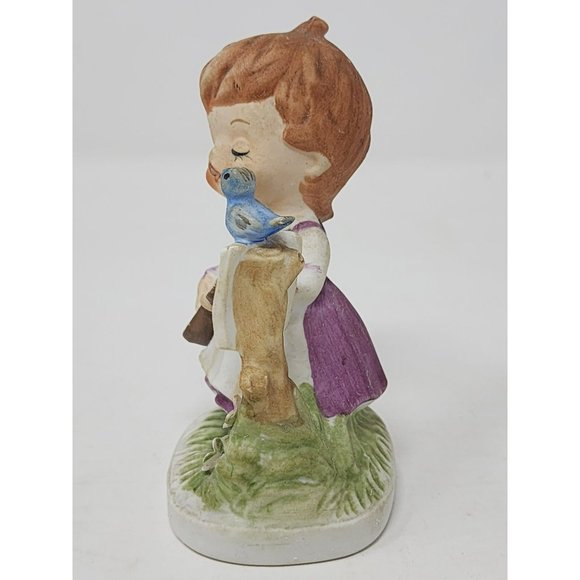 Vintage Napcoware‎ Musician Singing Figurine Guitar Bluebird Purple Flowers - Picture 2 of 11